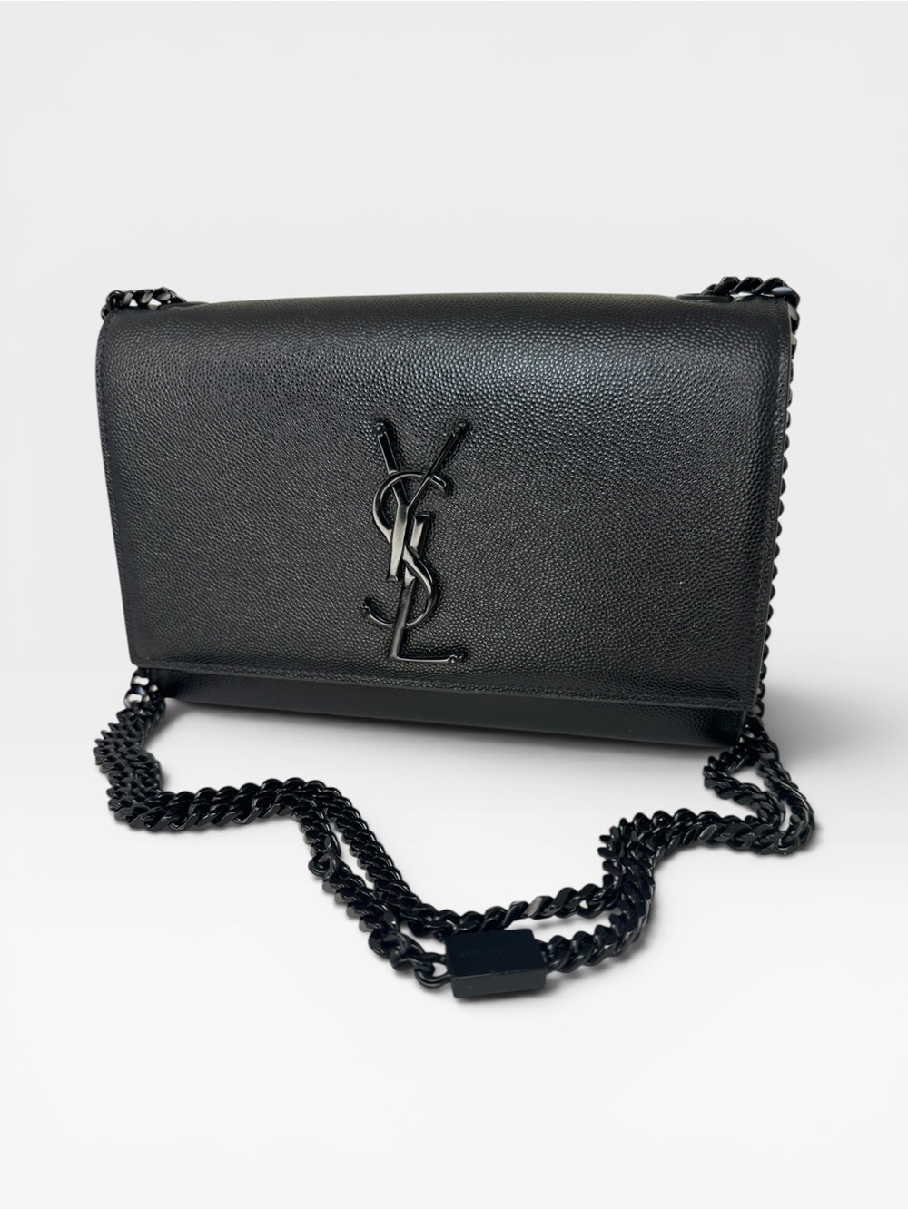 YSL Saint Laurent AUTHENTIC Black Leather Monogram Chain Crossbody Bag WITH COA